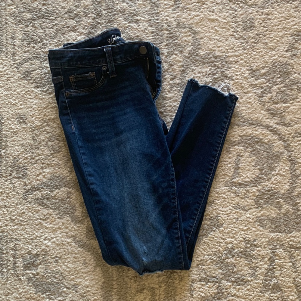 Mid rise dark wash jeans